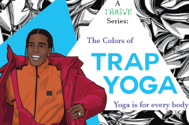 Travis Scott promoting the Colors of Trap Yoga